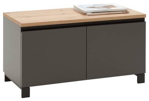GARDEROBENBANK Balkeneiche furniert Grau, Eichefarben  - Eichefarben/Anthrazit, Design, Holz/Metall (84/45/40cm) - Dieter Knoll