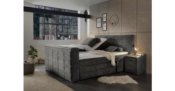 BOXSPRINGBETT 180/200 cm  in Dunkelgrau  - Dunkelgrau, KONVENTIONELL, Textil (180/200cm) - Carryhome