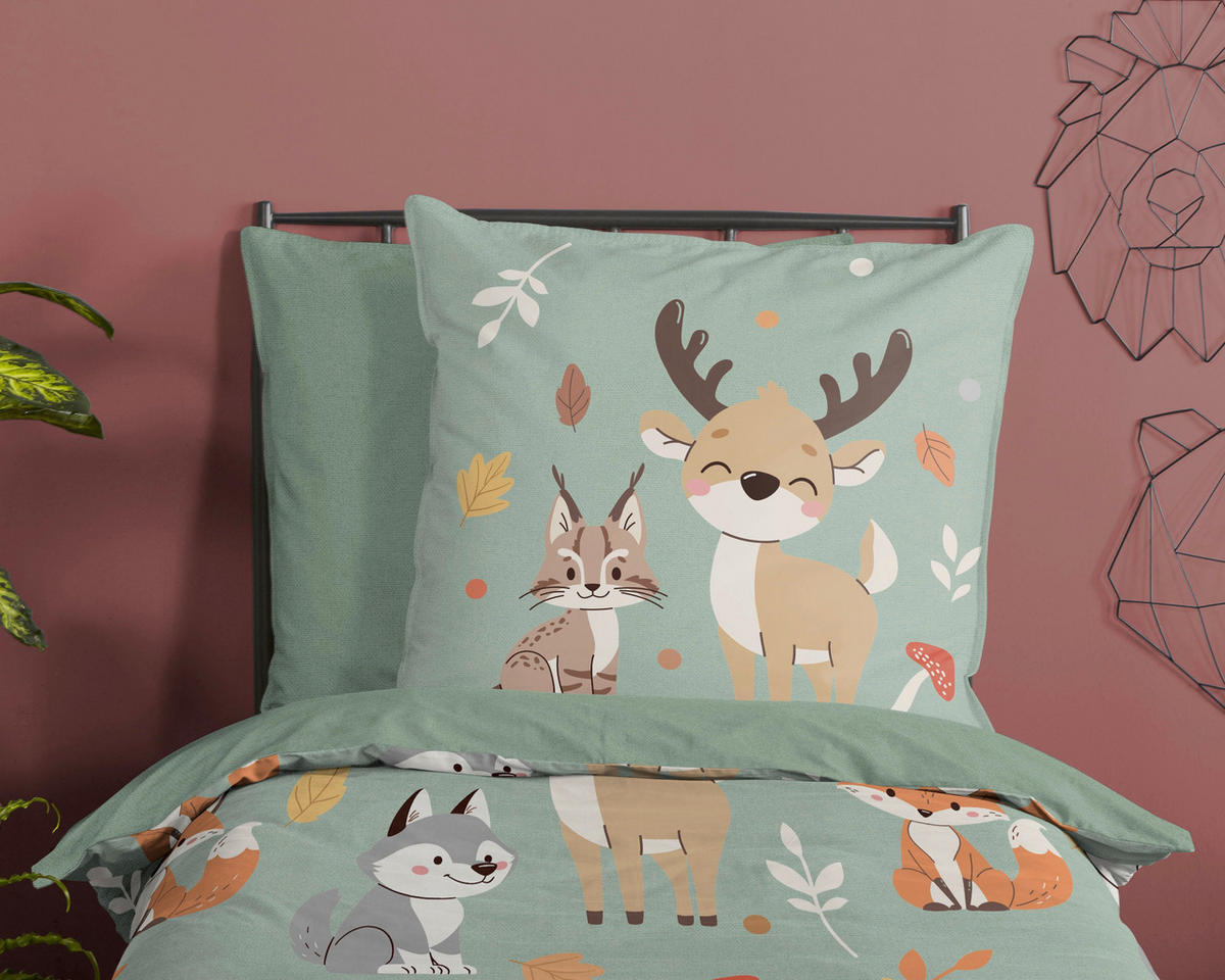 KINDERBETTWÄSCHE Good Morning Renforcé 135/200 cm  - Grün, Design, Textil (135/200cm)