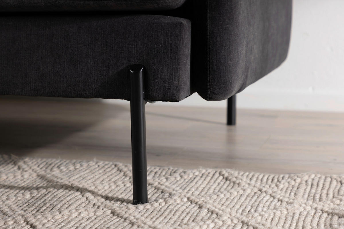 2-SITZER-SOFA Velours Schwarz  - Schwarz, Design, Textil/Metall (209.5/86/87cm) - Livetastic