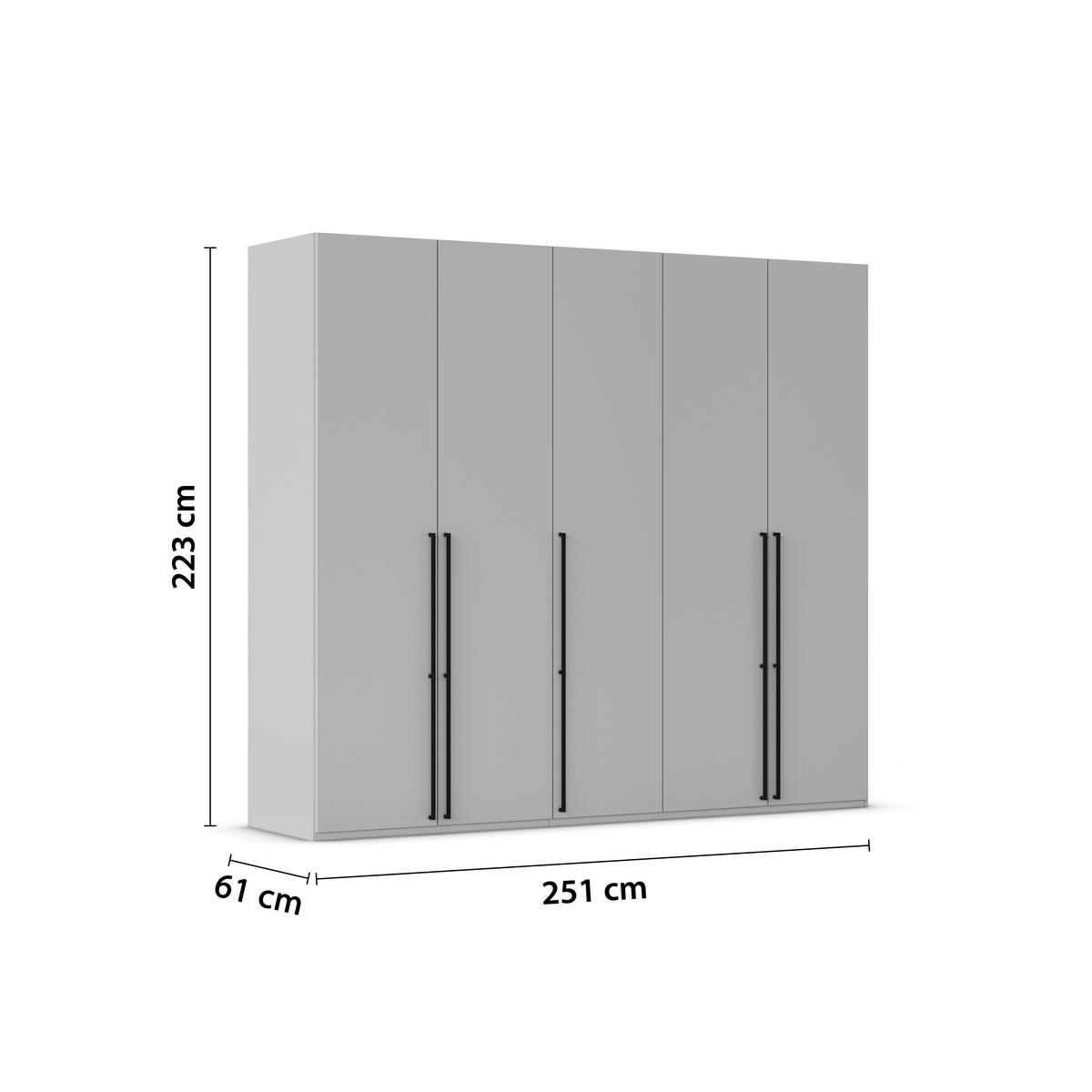 DREHTÜRENSCHRANK 251/223/61 cm,  in Graphitfarben, 5-türig  - Schwarz/Graphitfarben, Basics, Holzwerkstoff/Metall (251/223/61cm) - Novel