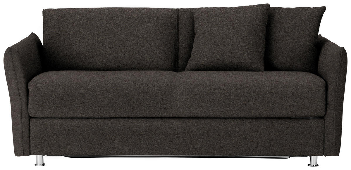 SCHLAFSOFA Textil Dunkelbraun  - Chromfarben/Dunkelbraun, Modern, Textil/Metall (194/85/100cm) - Bali