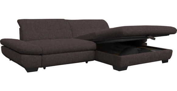 ECKSOFA in Mikrofaser Braun  - Schwarz/Braun, Design, Textil/Metall (290/198cm) - Xora