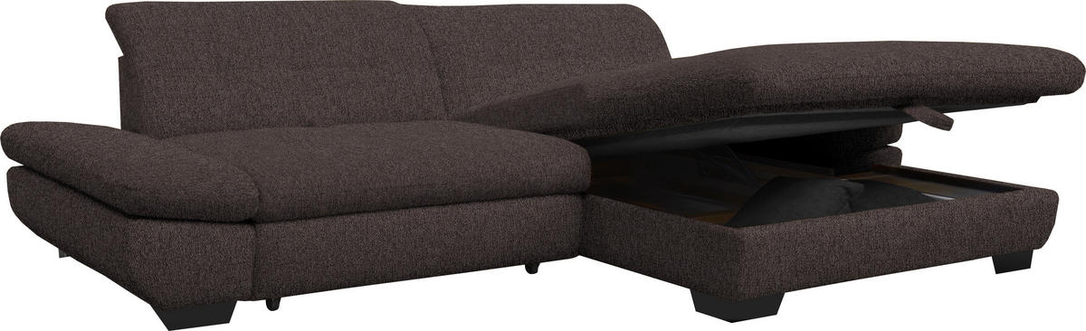 ECKSOFA in Mikrofaser Braun  - Schwarz/Braun, Design, Textil/Metall (290/198cm) - Xora