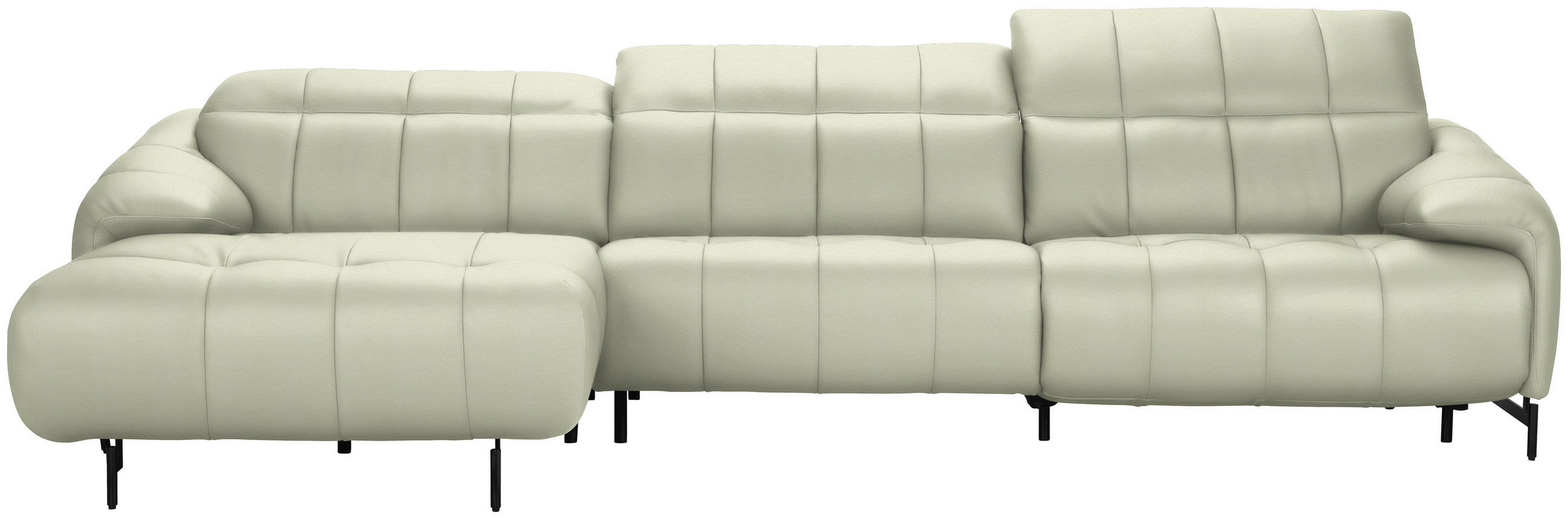 ECKSOFA in Echtleder Weiss  - Weiss/Schwarz, Design, Leder/Metall (165/313cm) - Emilio Belluti