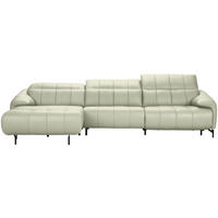 ECKSOFA in Echtleder Weiss  - Weiss/Schwarz, Design, Leder/Metall (165/313cm) - Emilio Belluti