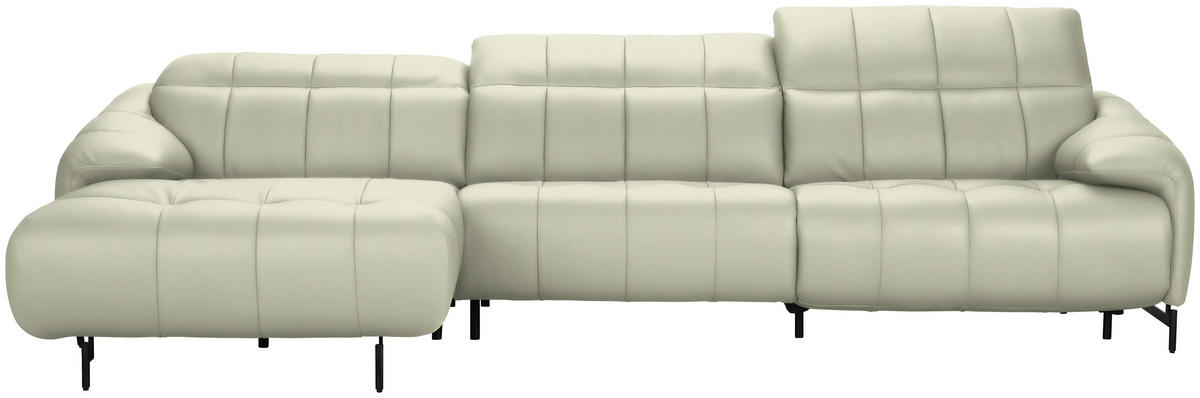ECKSOFA in Echtleder Weiss  - Weiss/Schwarz, Design, Leder/Metall (165/313cm) - Emilio Belluti