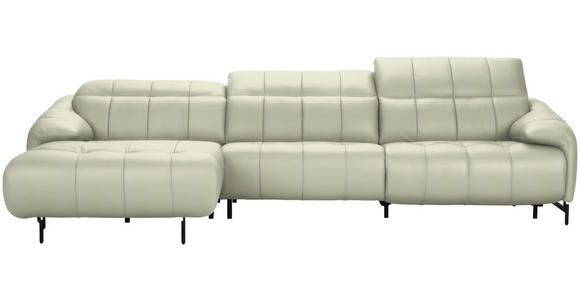 ECKSOFA in Echtleder Weiß 165/313 cm - Schwarz/Weiß, Design, Leder/Metall (165/313cm) - Emilio Belluti