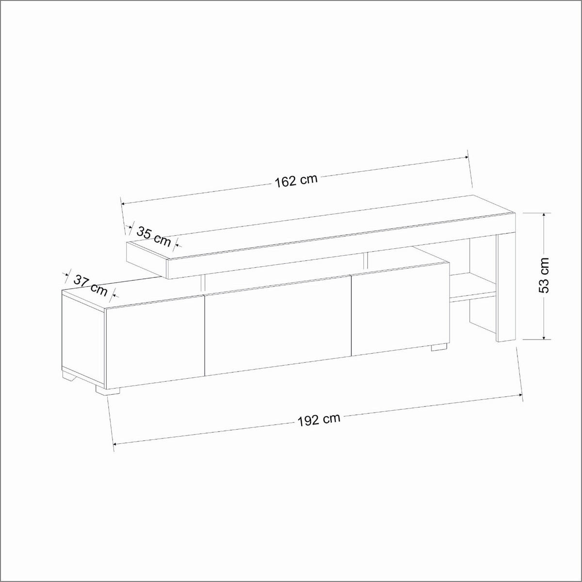 TV-ELEMENT Holzwerkstoff Anthrazit  - Anthrazit, MODERN, Holzwerkstoff (192/53/37cm) - MID.YOU