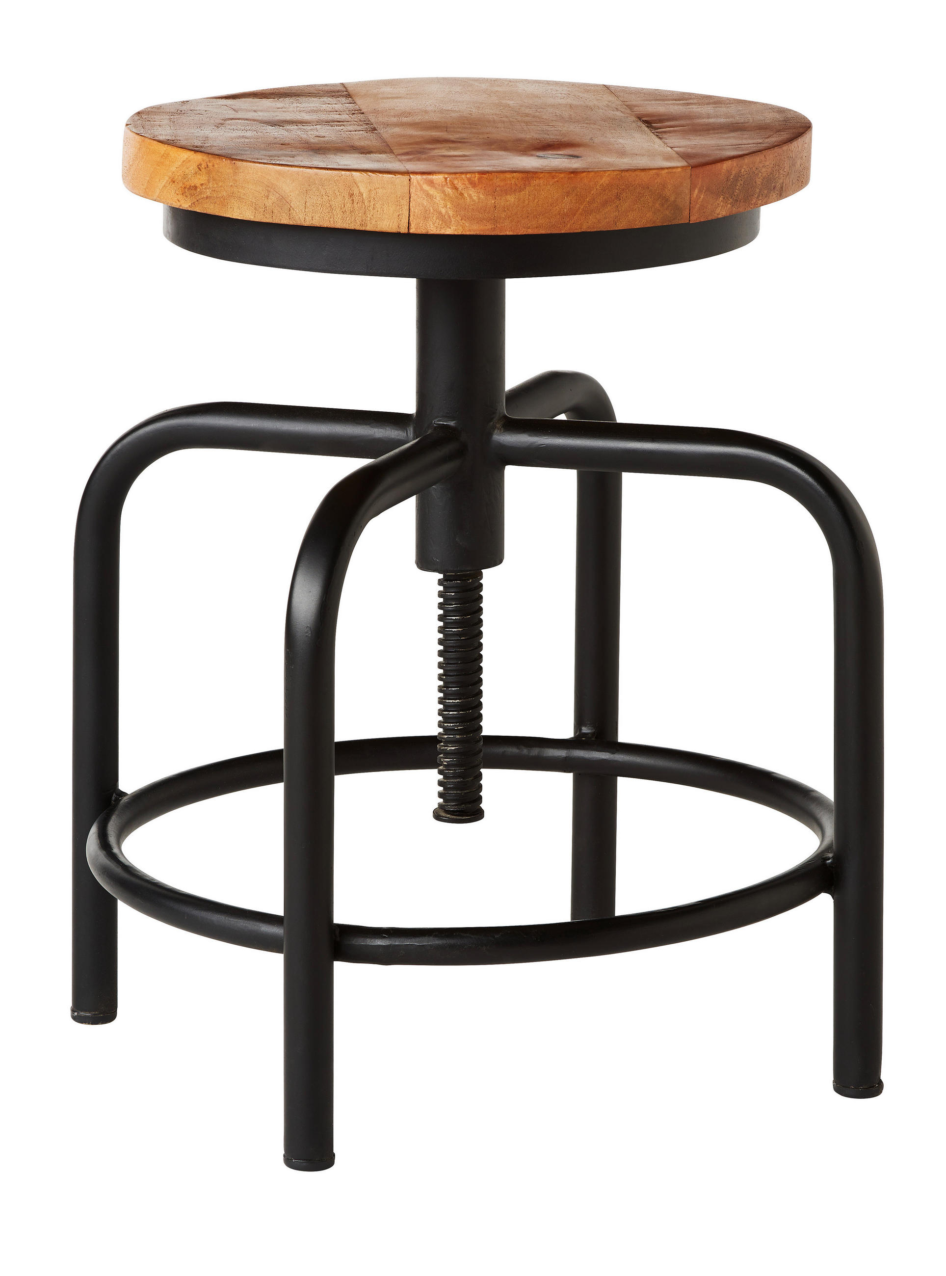 TABURETKA, drevo, kov, 36/49/36 cm - čierna/prírodná farba, Trend, kov/drevo (36/49/36cm) - Ambia Home