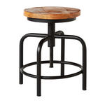 HOCKER in Holz, Metall Naturfarben, Schwarz  - Schwarz/Naturfarben, Trend, Holz/Metall (36/49/36cm) - Ambia Home