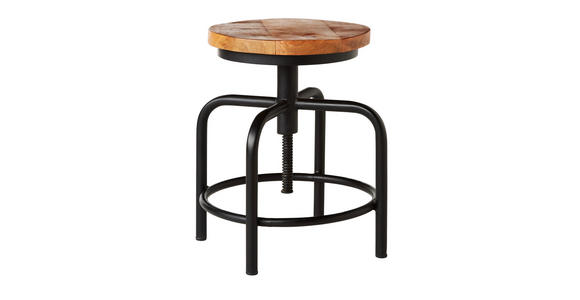 HOCKER in Holz, Metall Naturfarben, Schwarz  - Schwarz/Naturfarben, Trend, Holz/Metall (36/49/36cm) - Ambia Home