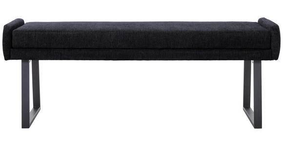 HOCKERBANK 140/51/49 cm Webstoff Schwarz, Dunkelgrau - Dunkelgrau/Schwarz, Design, Textil/Metall (140/51/49cm) - Novel