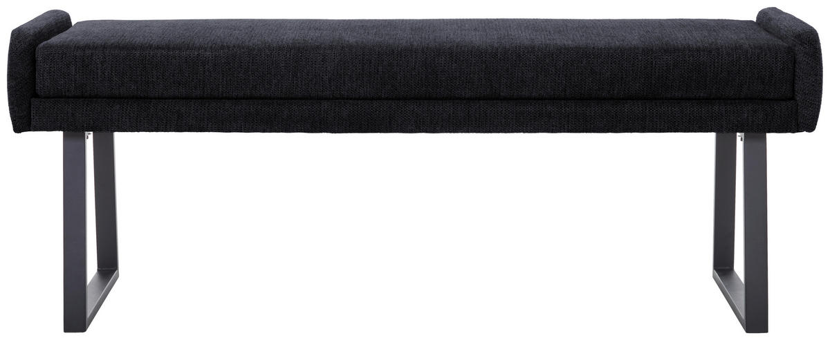 HOCKERBANK 140/51/49 cm Webstoff Schwarz, Dunkelgrau  - Dunkelgrau/Schwarz, Design, Textil/Metall (140/51/49cm) - Novel