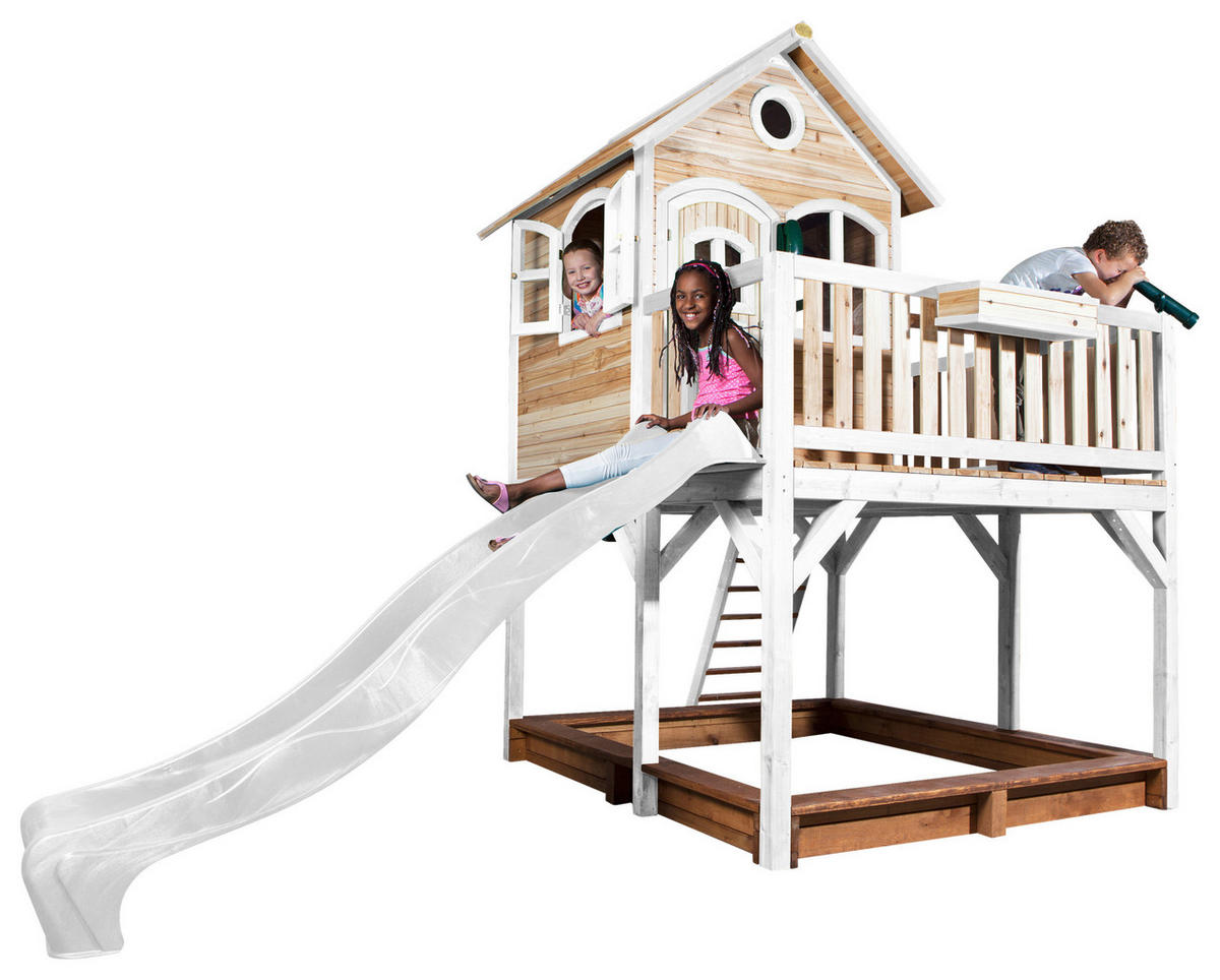 SPIELTURM 377/291/255 cm  - Braun/Weiß, KONVENTIONELL, Holz (377/291/255cm) - Ambia Garden