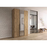 DREHTÜRENSCHRANK 136/229/54 cm,  in Eiche Artisan, Silberfarben, Dunkelgrau, 3 Tür(en)  - Dunkelgrau/Silberfarben, MODERN, Holzwerkstoff/Metall (136/229/54cm) - Rauch Möbel
