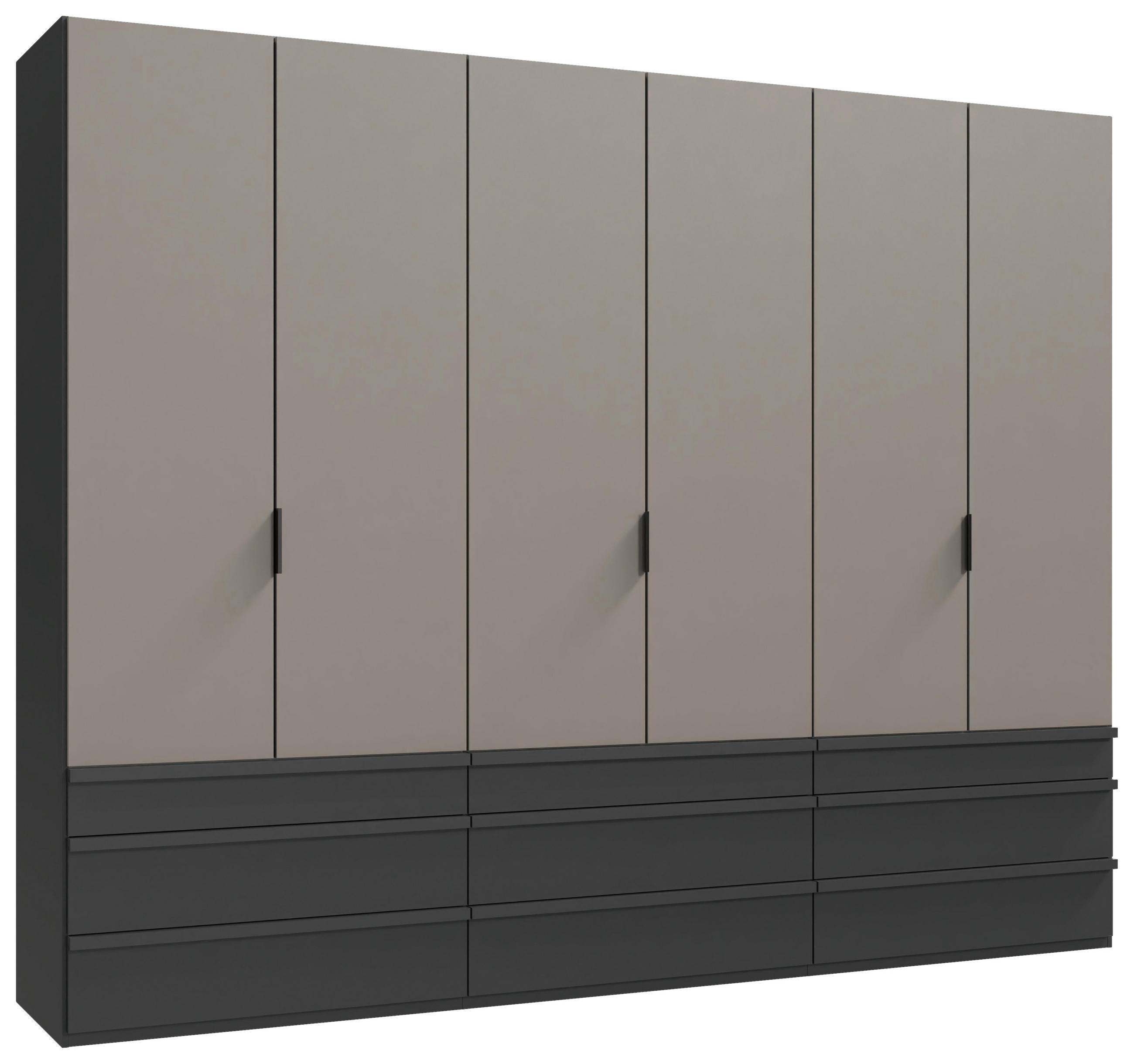 FALTTÜRENSCHRANK 300/216/58 cm 6-türig Graphitfarben, Grau, Sahara  - Schwarz/Graphitfarben, Design, Holzwerkstoff (300/216/58cm) - Boxxx