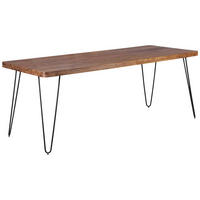 ESSTISCH Sheesham massiv rechteckig Sheeshamfarben  - Sheeshamfarben/Schwarz, Design, Holz/Metall (200/80/76cm) - MID.YOU