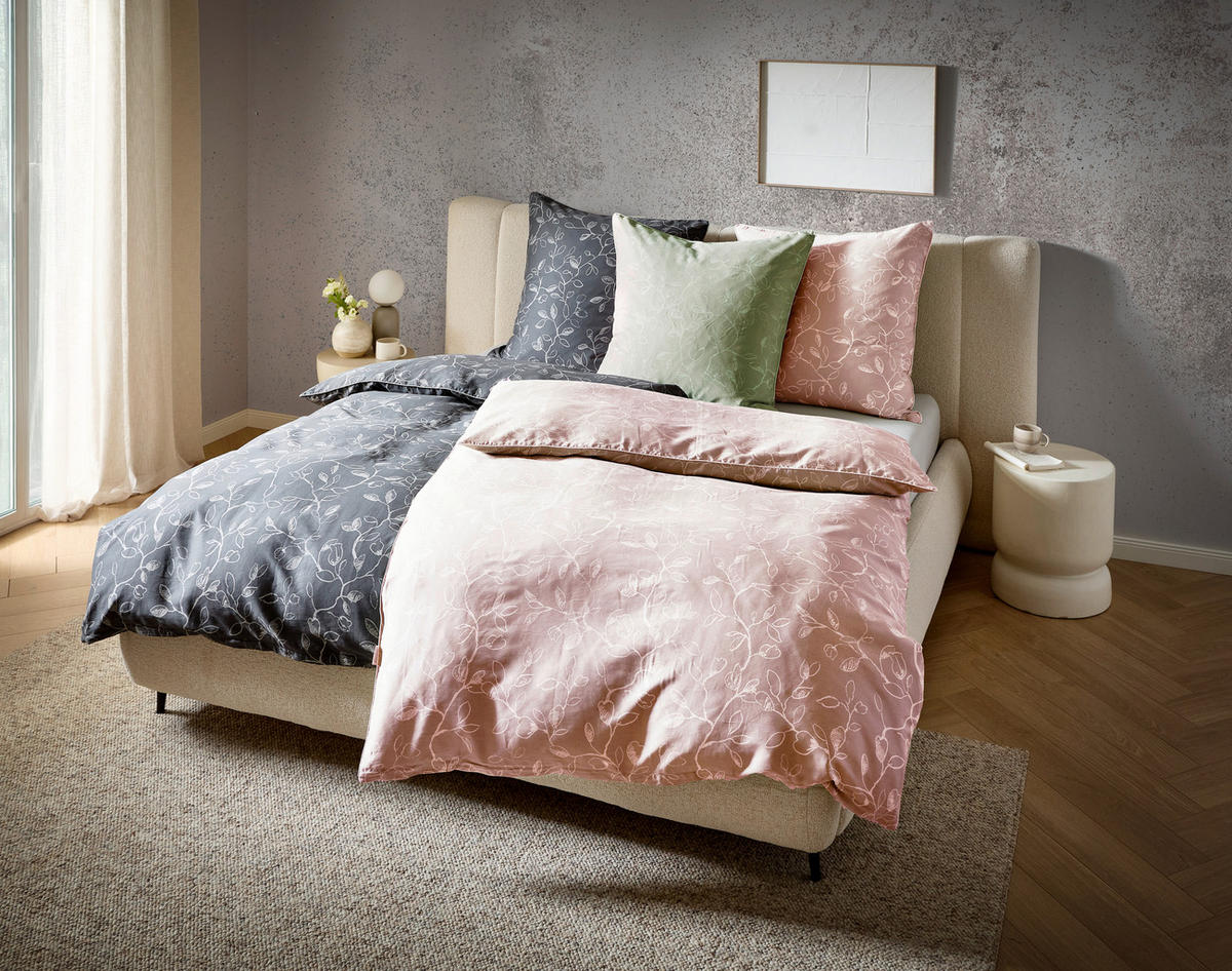 POVLEČENÍ, satén, antracitová, 135/200 cm - antracitová, textil (135/200cm) - Bio:Vio