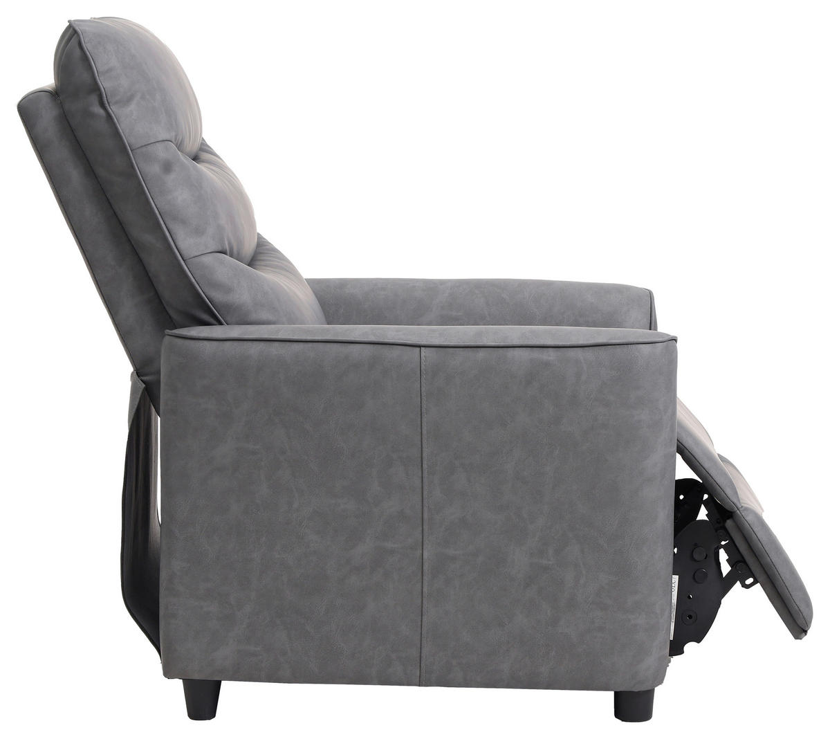 FERNSEHSESSEL in Lederlook Grau  - Schwarz/Grau, Konventionell, Textil/Metall (76/105/88cm) - MID.YOU