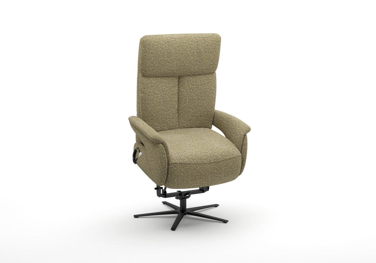 RELAXSESSEL TV TRIPLE SEVEN XTRA LARGE M2 Chenille Kopfteilverstellung, Aufstehhilfe, Fußteilverstellung, Rücken echt    - Schwarz/Olivgrün, Basics, Textil/Metall (86/113/86cm) - Sit & More