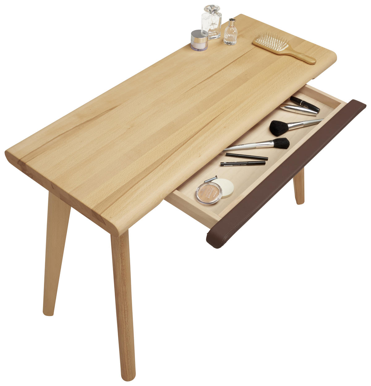 KONSOLENTISCH in Holz, Textil 110/45/75 cm    - Buchefarben/Braun, Natur, Holz/Textil (110/45/75cm) - Linea Natura