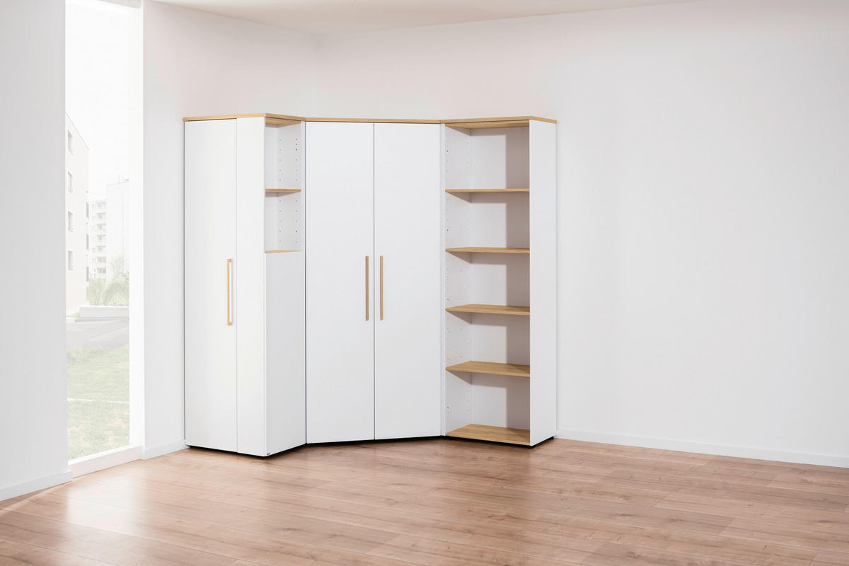 ECKKLEIDERSCHRANK 101,9/206/125,9 cm  - Weiss/Eichefarben, Konventionell, Holz/Holzwerkstoff (101,9/206/125,9cm) - Paidi