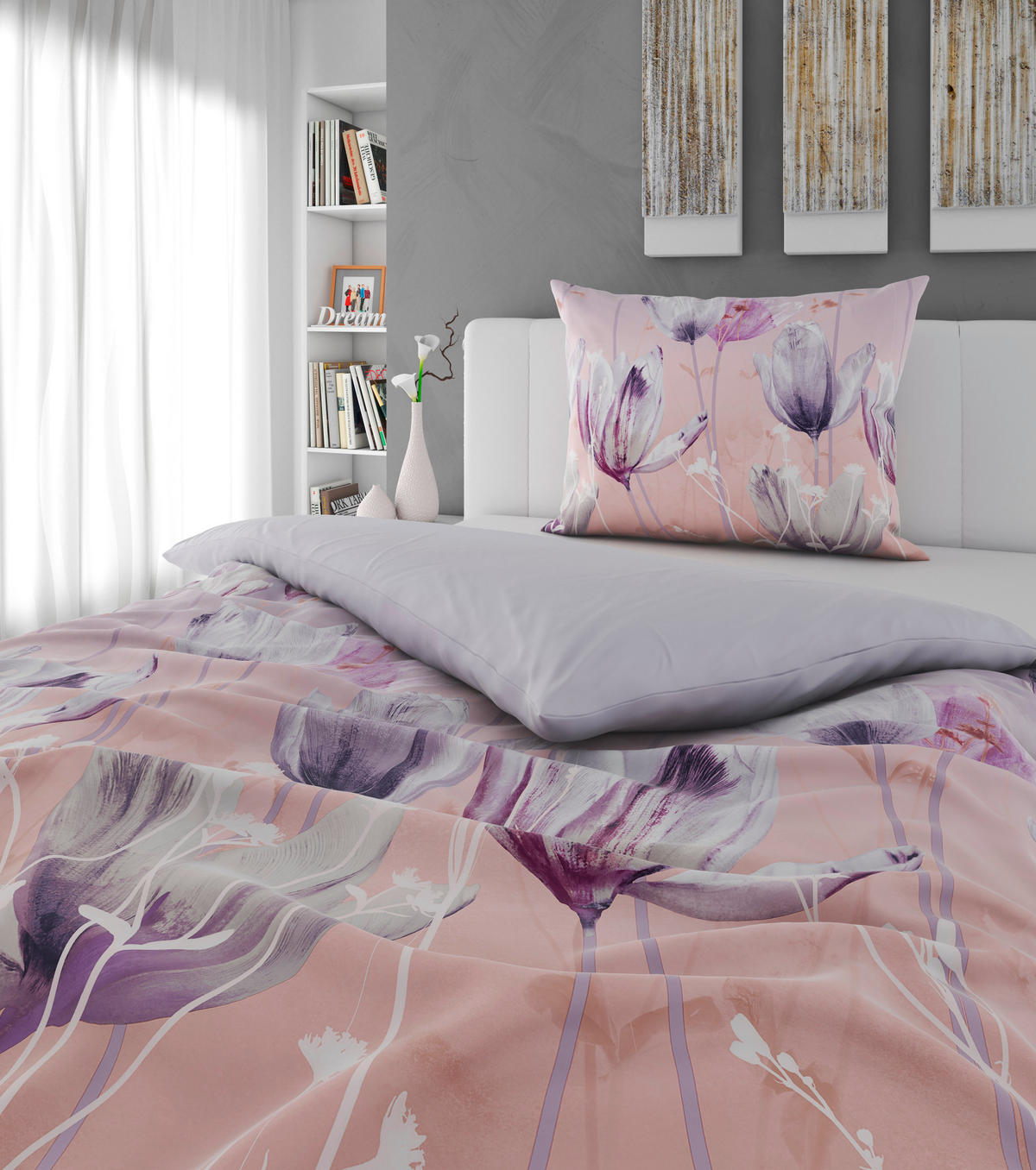 WENDEBETTWÄSCHE -teilig Satin, Flachgewebe 140/200 cm  - Flieder, Basics, Textil (140/200cm) - Esposa