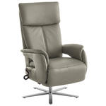 RELAXSESSEL in Leder Hellgrau  - Edelstahlfarben/Hellgrau, Design, Leder/Metall (70/124/85cm) - Cantus