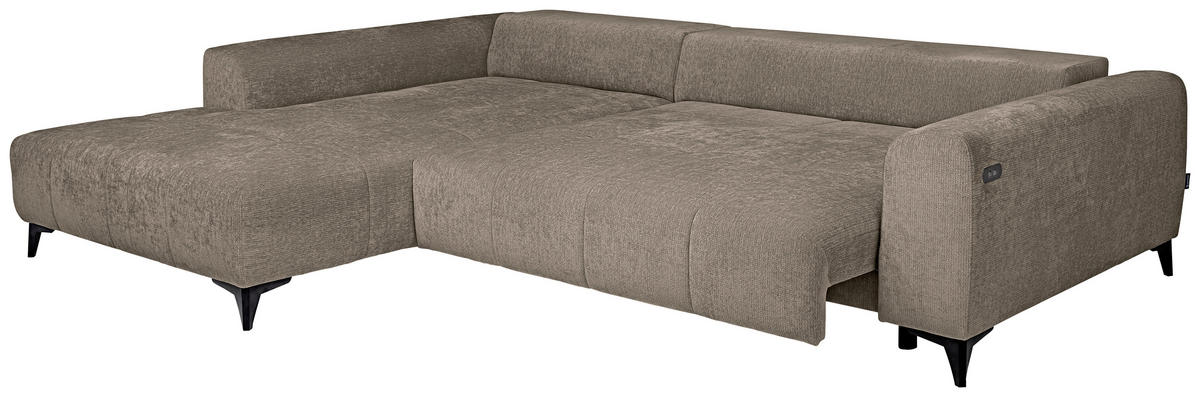 HÖRNSOFFA i chenille taupe  - svart/taupe, Klassisk, textil/plast (222/279cm) - MID.YOU