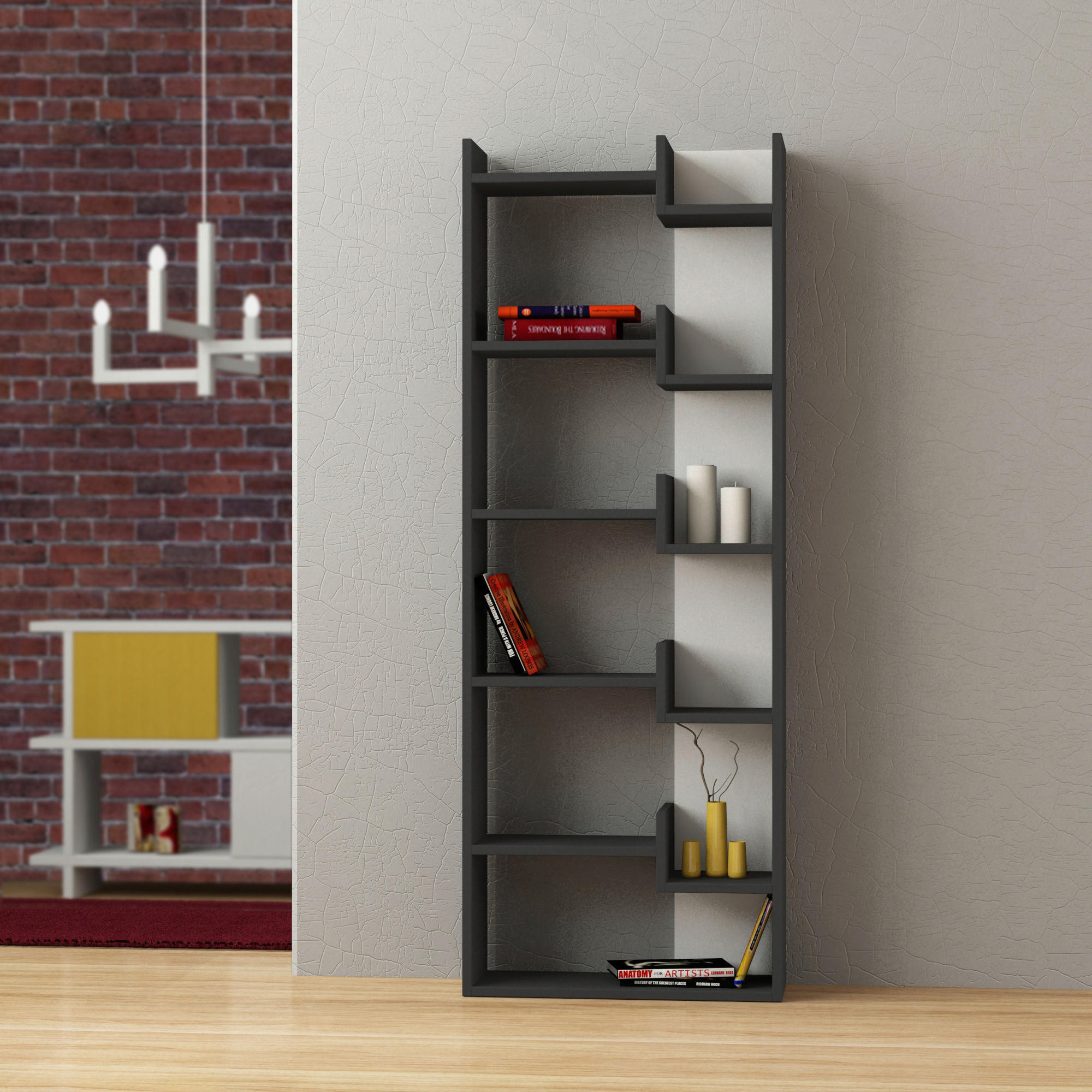 BÜCHERWAND  61/163/22 cm Anthrazit  - Anthrazit, Design, Holzwerkstoff (61/163/22cm) - Livetastic
