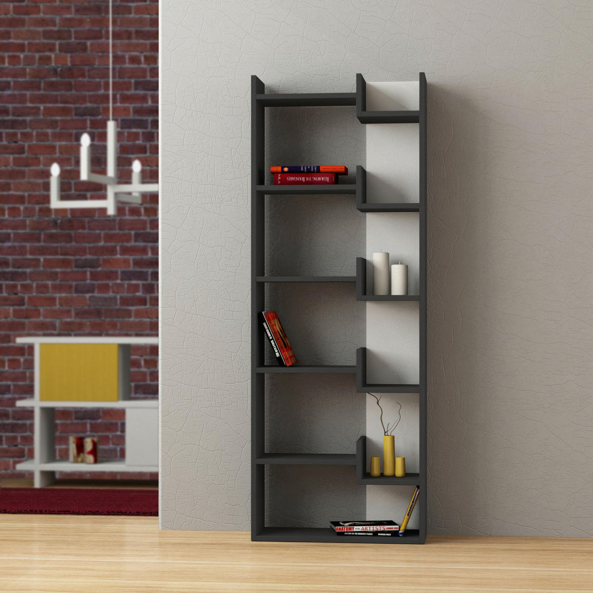 BÜCHERWAND  61/163/22 cm Anthrazit  - Anthrazit, Design, Holzwerkstoff (61/163/22cm) - Livetastic