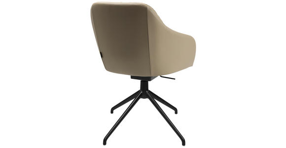 ARMLEHNSTUHL in Aluminium Echtleder pigmentiert - Beige/Schwarz, Design, Leder/Metall (58/81,5-84,5/60cm) - Johann Jakob