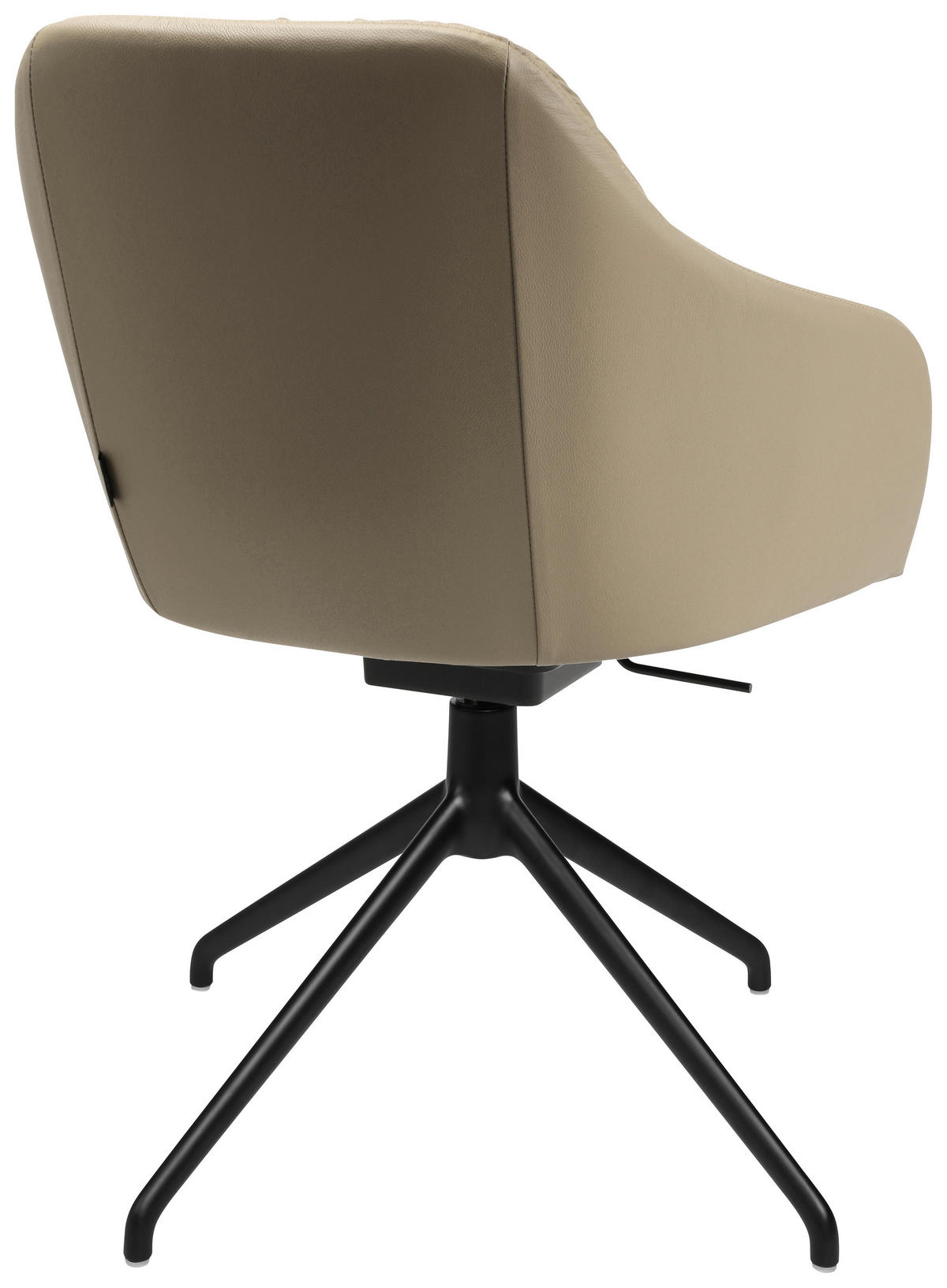 ARMLEHNSTUHL  in Aluminium Echtleder pigmentiert  - Beige/Schwarz, Design, Leder/Metall (58/81,5-84,5/60cm) - Johann Jakob