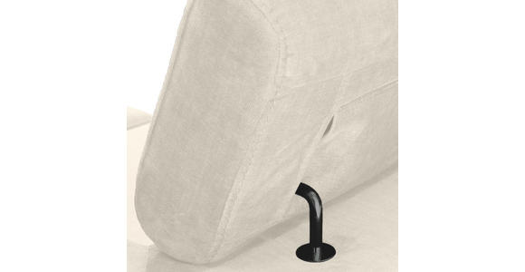 ECKSOFA Greige Flachgewebe Rücken echt, Kopfteilverstellung, Sitzvorzug  - Greige/Schwarz, MODERN, Textil/Metall (258/210cm) - Landscape
