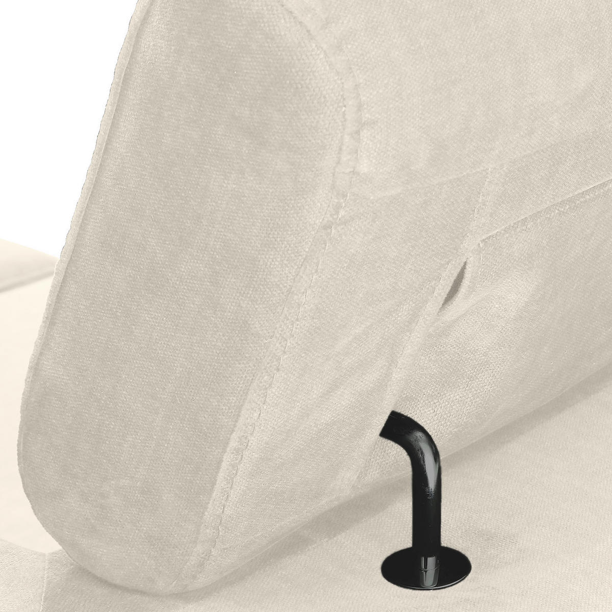 ECKSOFA Greige Flachgewebe Rücken echt, Kopfteilverstellung, Sitzvorzug  - Greige/Schwarz, MODERN, Textil/Metall (258/210cm) - Landscape