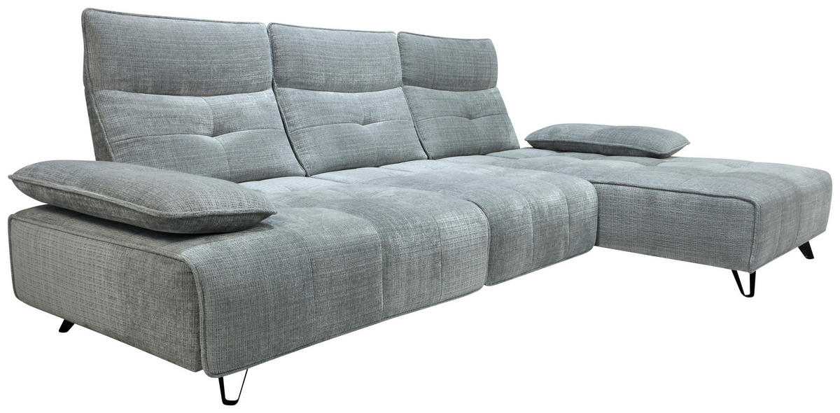 ECKSOFA Hellgrau Chenille  - Hellgrau/Schwarz, Design, Kunststoff/Textil (314/162cm) - Livetastic