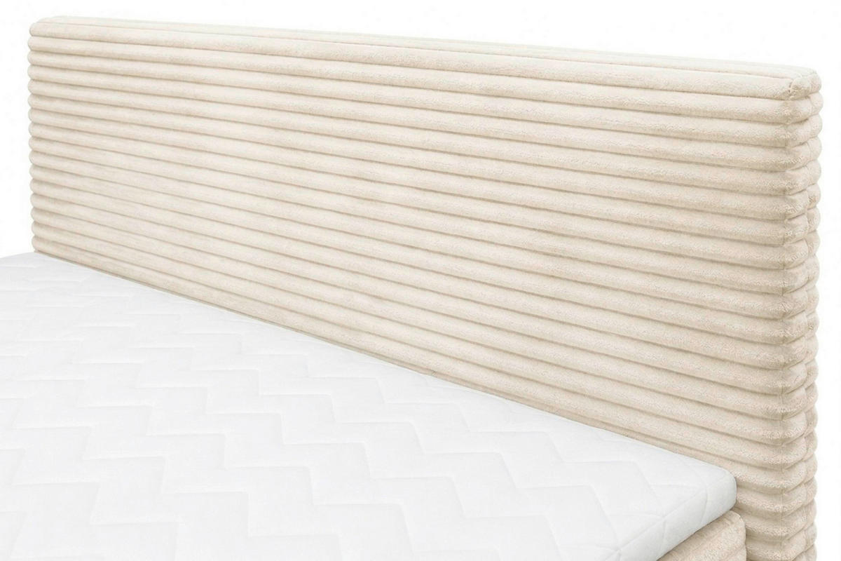 BOXBETT 180/200 cm,  in Creme, Bettkasten, Topper, H3 + H3 = fest  - Chromfarben/Creme, MODERN, Holz/Kunststoff (180/200cm) - MID.YOU