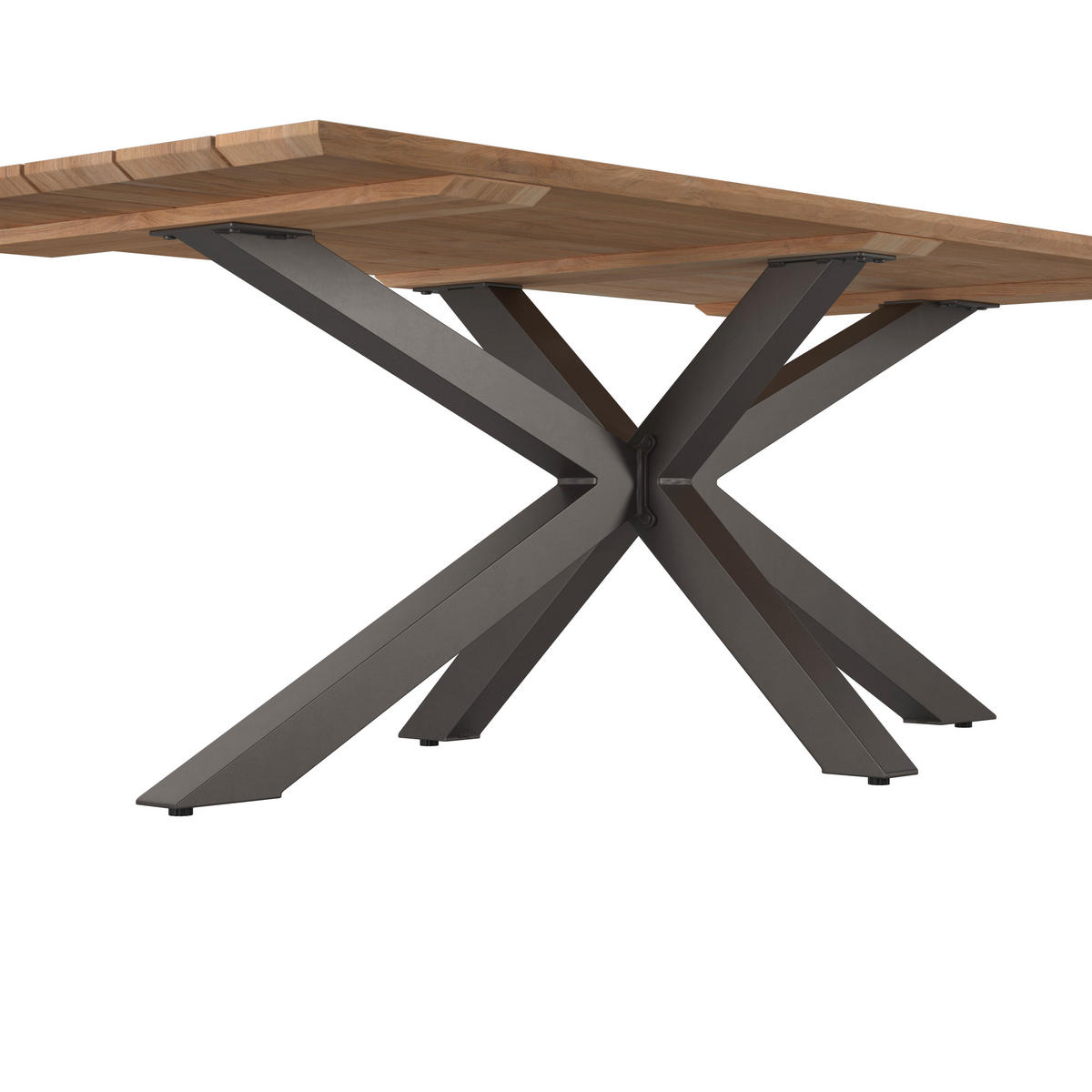 GARTENTISCH Metall Dunkelgrau, Teakfarben rechteckig  - Dunkelgrau/Teakfarben, Design, Holz/Metall (216/99/75cm) - Amatio