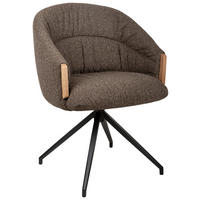 ARMLEHNSTUHL  Sitzfläche 360° drehbar, automatische Rückholfunktion Leinenoptik  - Schwarz/Braun, Design, Holz/Textil (61/84/62cm) - Valnatura