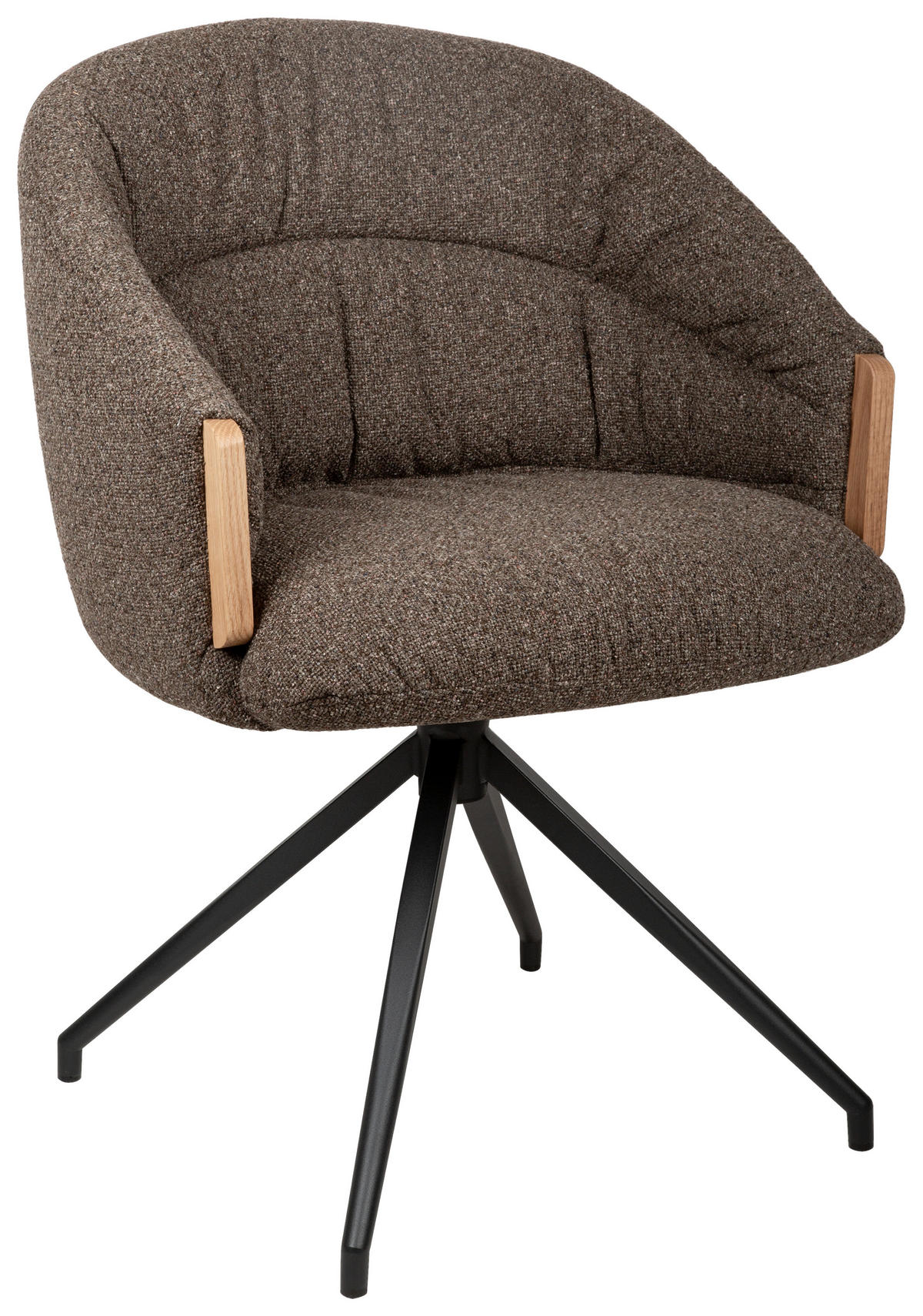 ARMLEHNSTUHL  Sitzfläche 360° drehbar, automatische Rückholfunktion Leinenoptik  - Schwarz/Braun, Design, Holz/Textil (61/84/62cm) - Valnatura