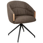 ARMLEHNSTUHL  Sitzfläche 360° drehbar, automatische Rückholfunktion Leinenoptik  - Schwarz/Braun, Design, Holz/Textil (61/84/62cm) - Valnatura