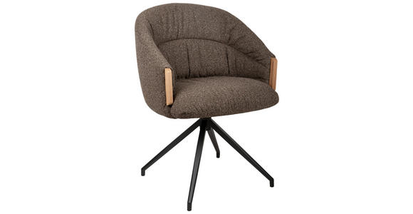 ARMLEHNSTUHL  Sitzfläche 360° drehbar, automatische Rückholfunktion Leinenoptik  - Schwarz/Braun, Design, Holz/Textil (61/84/62cm) - Valnatura