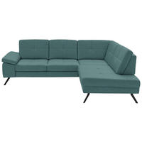 ECKSOFA  in Lederlook, Mikrofaser Türkis  261/220 cm  - Türkis/Schwarz, Design, Textil/Metall (261/220cm) - Beldomo System