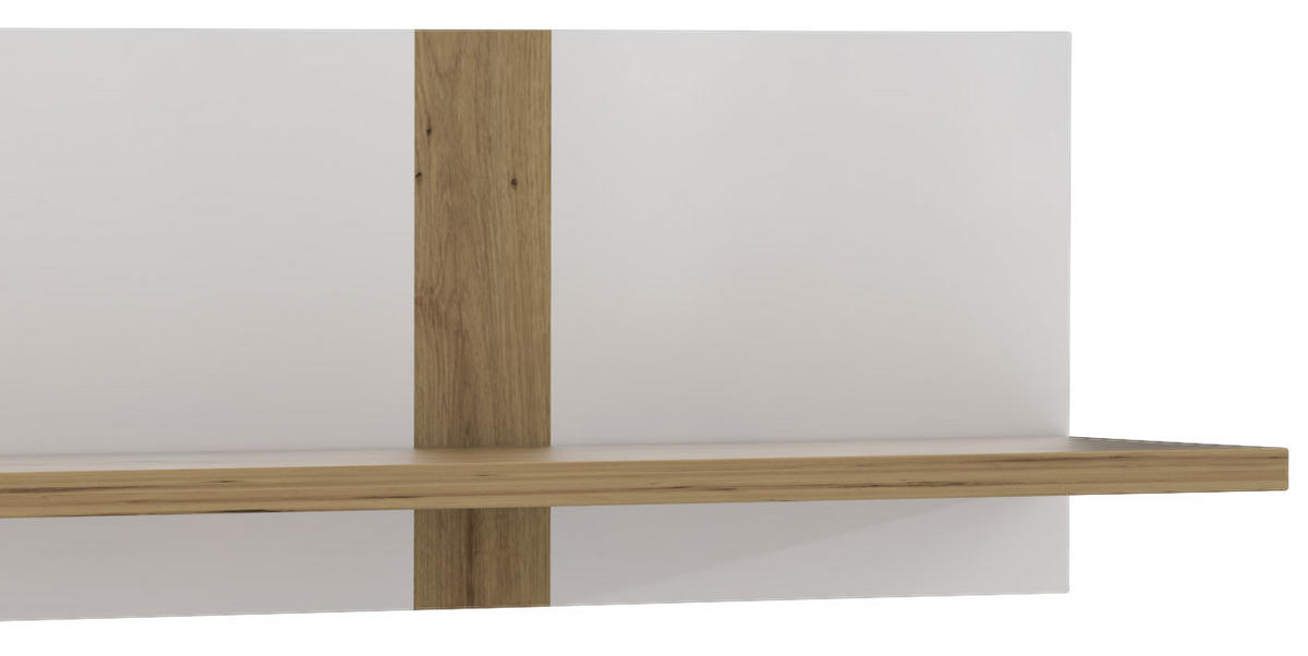 STENSKA POLICA - barve hrasta/bela, Moderno, kovina/umetna masa (140/29,6/21,9cm) - Hom`in