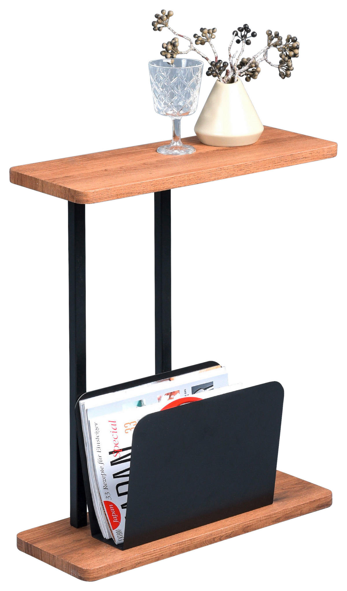 BEISTELLTISCH 20/50/60 cm Schwarz, Eichefarben rechteckig  - Eichefarben/Schwarz, Design, Holzwerkstoff/Metall (20/50/60cm)