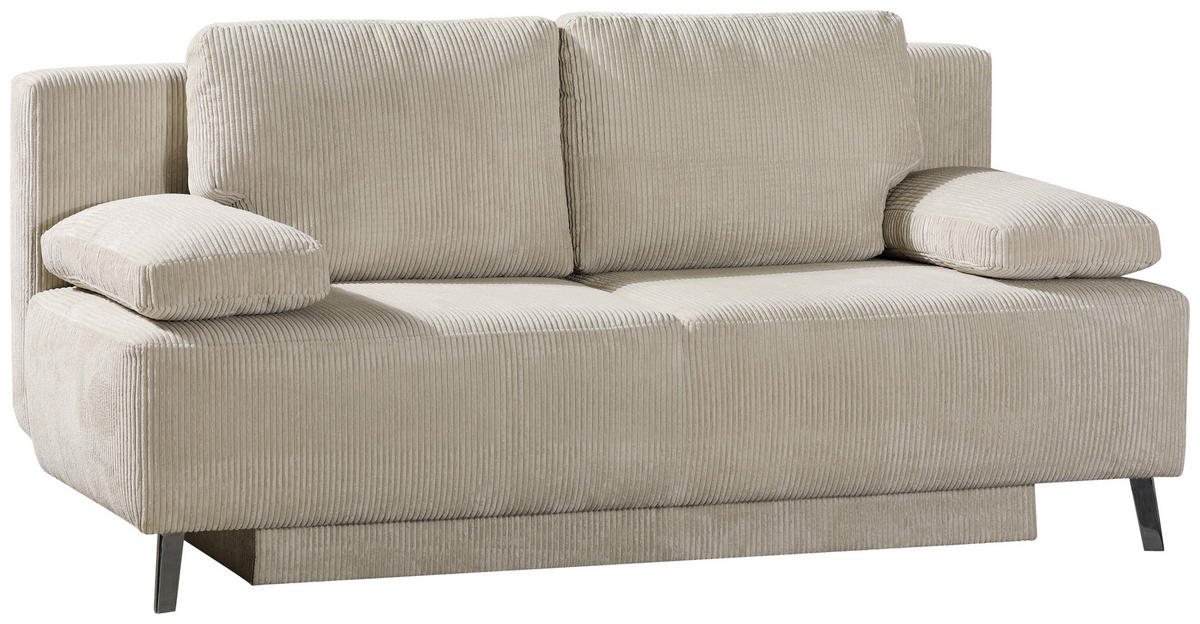 SCHLAFSOFA Cord Creme  - Creme/Schwarz, MODERN, Textil/Metall (197/92/88cm)