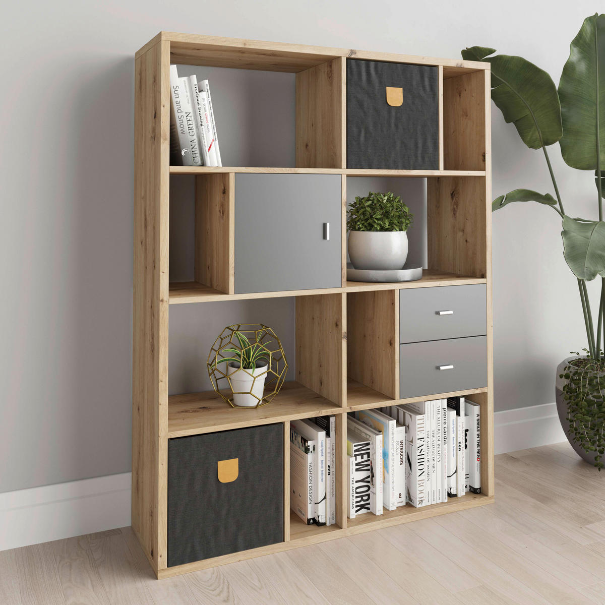CONTAINER Grau  - Silberfarben/Grau, Basics, Holzwerkstoff/Kunststoff (34/34/33,4cm) - MID.YOU