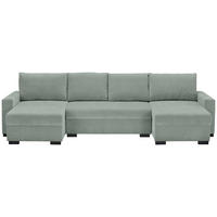 WOHNLANDSCHAFT Hellgrau Chenille  - Hellgrau/Schwarz, KONVENTIONELL, Kunststoff/Textil (140/328/140cm) - Ti'me