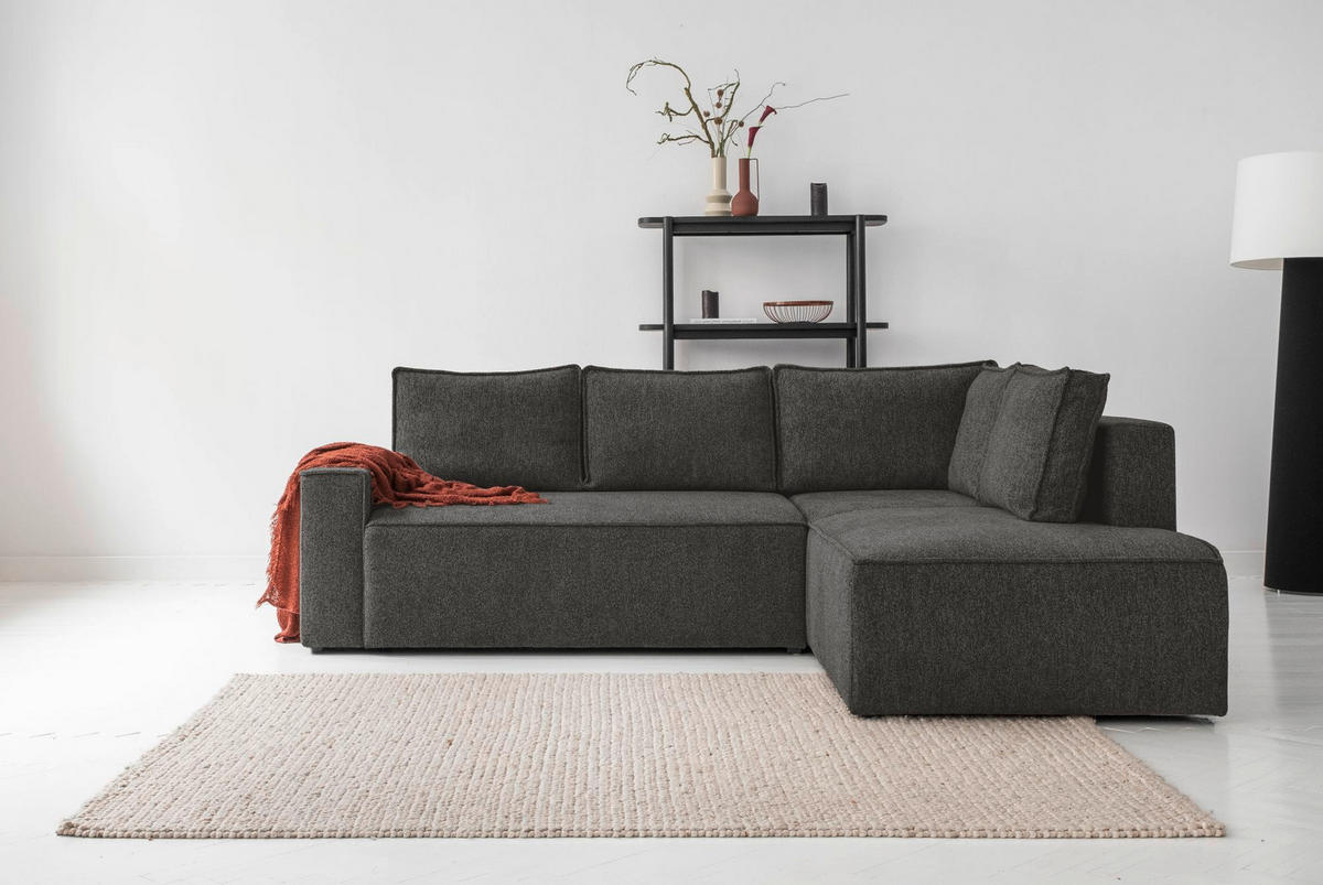KUTNA GARNITURA tekstil  tamno siva   - bijela/siva, Design, tekstil/plastika (247/194cm) - MID.YOU